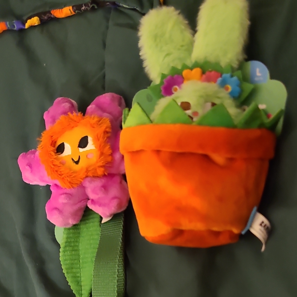 Colorful Plush Bunny and Flower Set